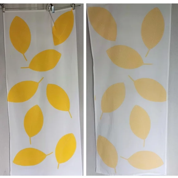 Marimekko "Stilla" Yellow Leaf Pattern Tablecloth Table Runner - Picture 2 of 4